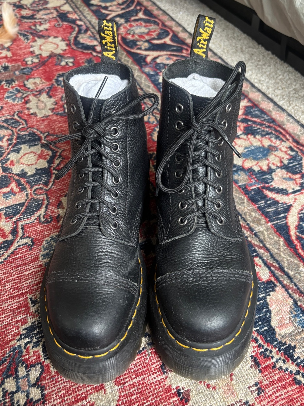 Dr. Martens Black Platform Jadon Boots with Pebbled Leather